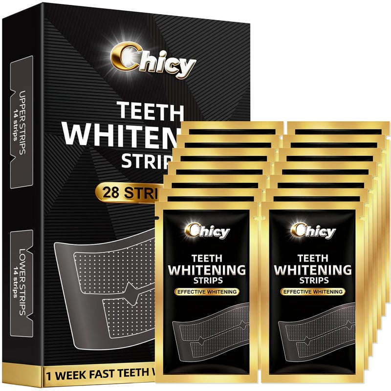 CHICY Teeth Whitening Strips 14 Treatments - Enamel-Safe & No-Sensitivity & No-Slip Whitening Strips - Fast Teeth Whitening Result in 7 Days - Whitening Kit for Coffee, Wine Stains Removal, Mint Flavor - Image 1